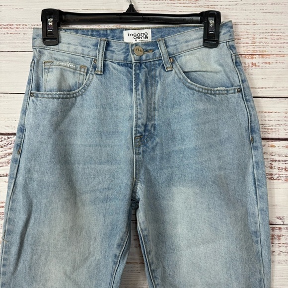 Insane Gene high waisted light wash raw hem ripped size 1 baggy‎ jeans - Picture 7 of 7